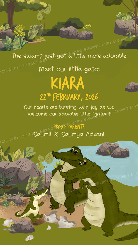 The Little Gator’s Tale - Baby Arrival Invite