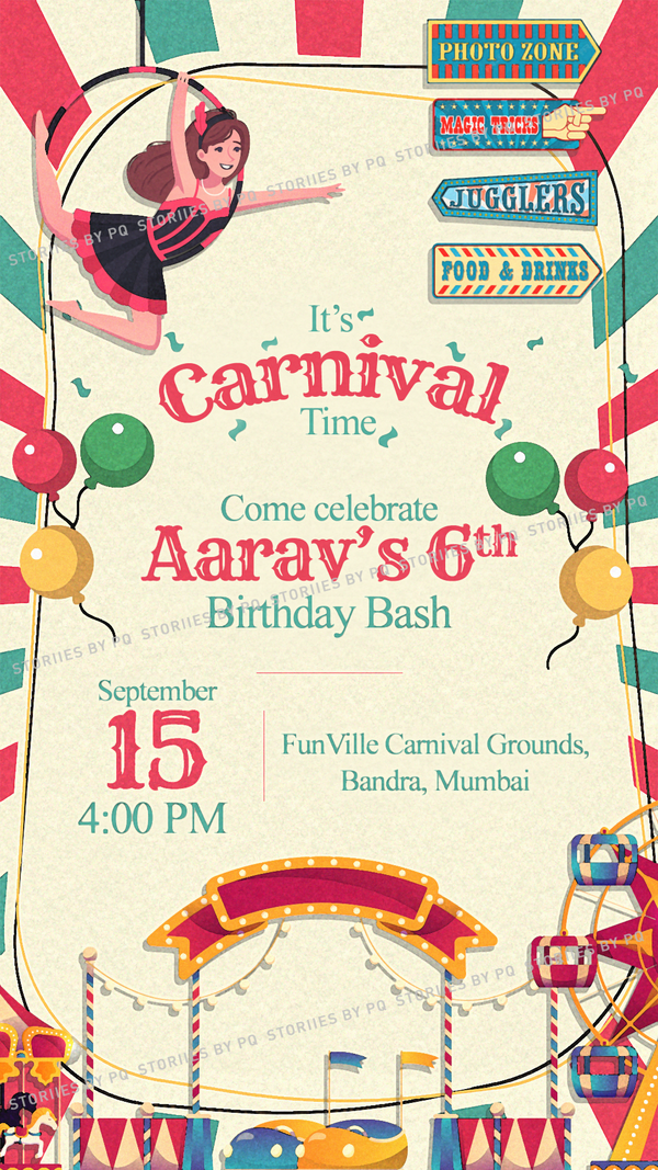 Carnival Fun - Kids Birthday Invitation