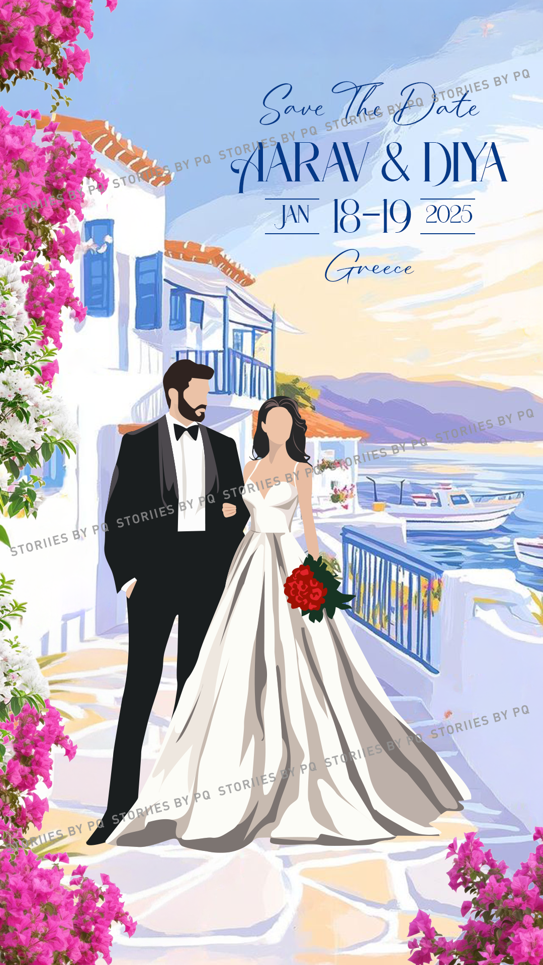 Santorini Dreams – Luxury Mediterranean Destination Wedding Save the Date