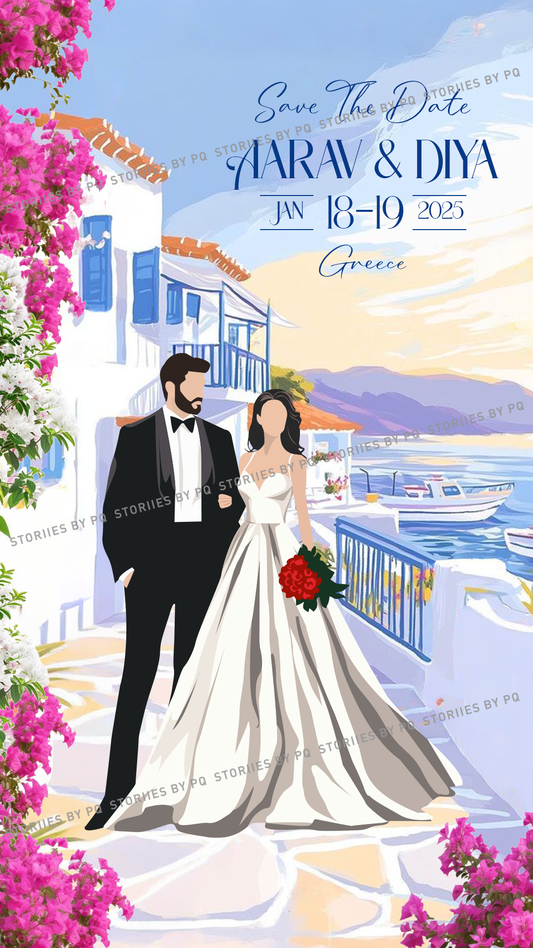 Santorini Dreams – Luxury Mediterranean Destination Wedding Save the Date