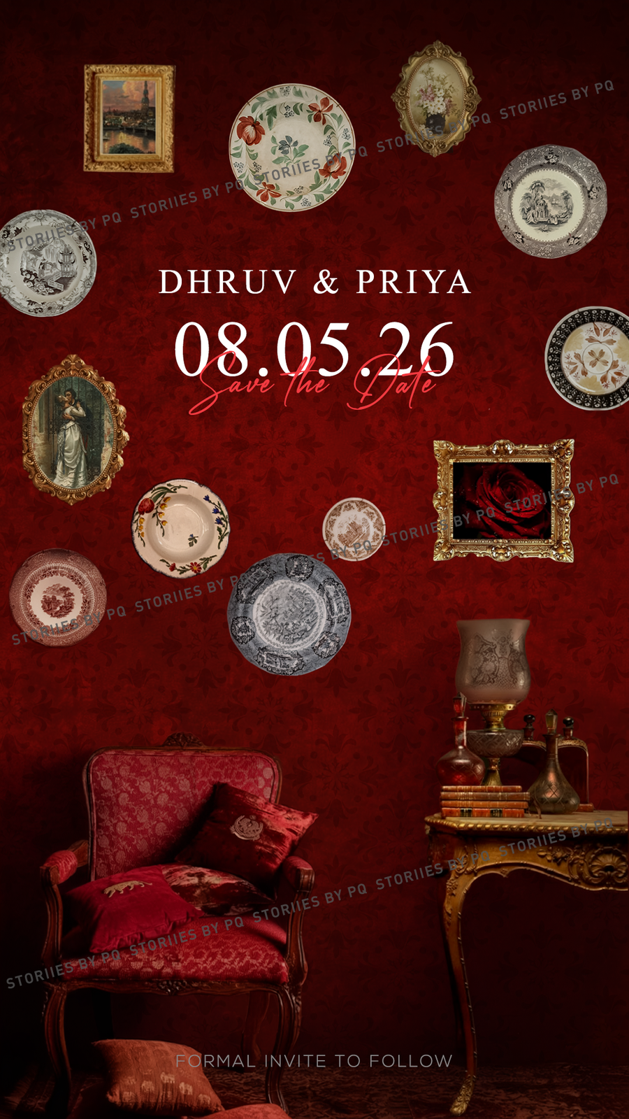 The Signature Wall - Luxury Vintage European Wedding Save the Date